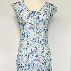 Iz Byer 9 Junior Blue Floral Summer Maxi Dress Flutter Sleeve Garden Party